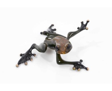 Tim Cotterell enamelled bronze sculpture of a frog, signed and numbered 3352/5000, 8cm wide 