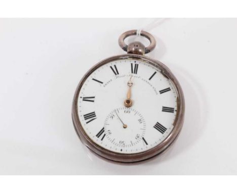 George III gentlemen's silver open face pocket watch with white enamel dial, marked Grant, Fleet Street, London No. 4124, Rom