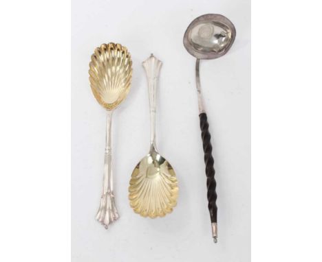 Pair Victorian Albany pattern serving spoons, with shell bowls (Sheffield 1891), Harrison Brothers &amp; Howson, all at appro