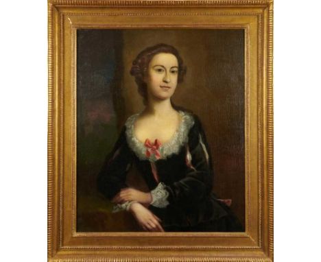 English School, 18th century, oil on canvas, portrait of a young lady, 76cm x 63cm, in gilt frame 
