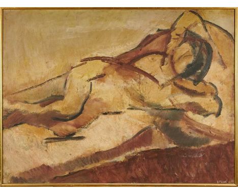 Dorothy Mead (1928-1975) oil on canvas - reclining nude, signed and dated '65, 102cm x 77cm, framed. Dorothy was born in Lond