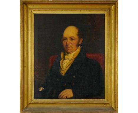 English School, 19th century, oil on canvas - portrait of a Gentleman, 76cm x 64cm, in gilt frame