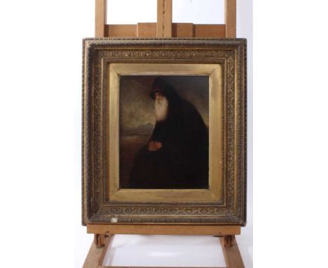 Howson Rutherford Foulger, late 19th century oil on board - a seated monk, in gilt frame, 24cm x 20cmExhibited: The National 