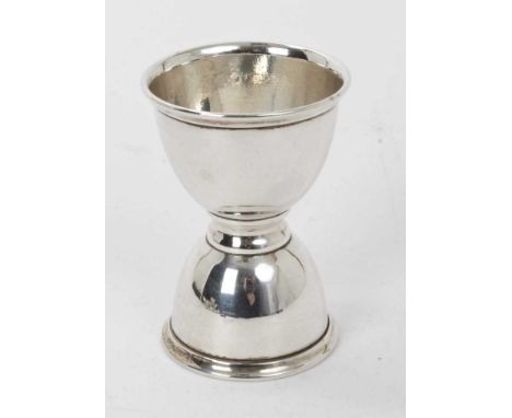 1920s silver double-ended shot measure, or jigger, of waisted form (Birmingham 1923), W H Haseler Ltd, 6.5cm overall heightIn