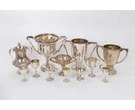 Collection of 11 1920/30s silver trophy cups, including 3 trophies relating to Fife Fox Hounds Point to Point horse races and