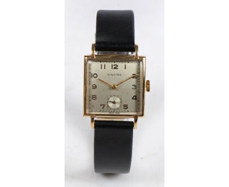 A Baume gentleman's 9 carat gold wristwatch, the signed silver dial with Arabic numerals and subsidiary seconds dial, manual 