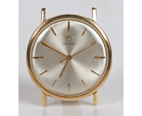 An Omega 9 carat gold gentleman's wristwatch, movement no. 22076XXX, circa 1965, the signed silver dial with baton markers, m