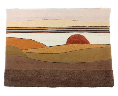 WandteppichDeutschland, 1970/80er Jahre, Wandteppich mit Landschaftsmotiv, in der Art von Fred Stelzig (1923-2006), rückseiti