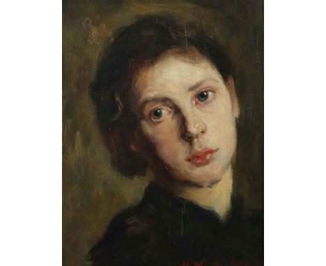 Weinhold, MoritzDresden 1861 - 1905 ?, deutscher Maler. "Damenportrait", Brustbildnis, stilisierte Darstellung, unten rechts 