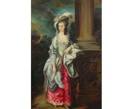 Evenges (?)Maler/Kopist des 20./21. Jh., wahrscheinlich englisch. "The Honourable Mrs. Graham", ganzfiguriges Portrait der ju