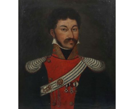 Erra, Dominikus (attr.)"Portrait eines Generals", Bildnis eines jungen Mannes in einer Uniform mit 3 Orden, Scherpe mit Löwen