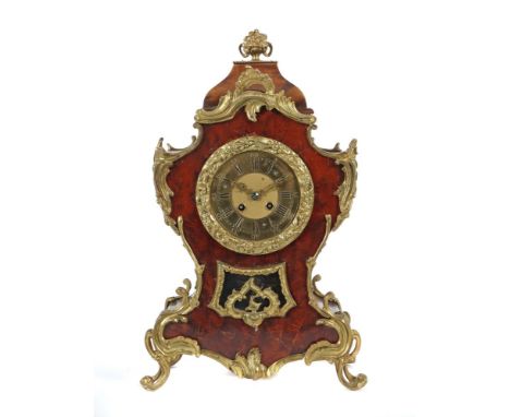 Französische Boulle-UhrJapy Frères &amp; Cie., 19. Jh., Mahagoni furniert, Barockstilgehäuse mit Messingapplikationen in Form