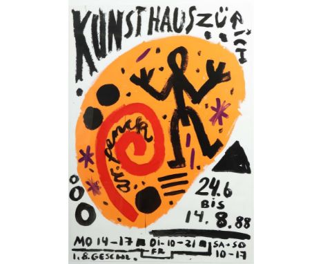 Penck, A. R.Dresden 1939 - 2017 Zürich, Bildhauer, Maler und Zeichner. Ausstellungsplakat Kunsthaus Zürich, Farboffset auf Pa