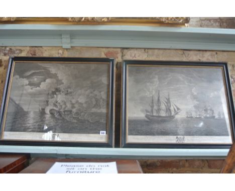 Two 1784 prints of His Majesty's Ship Mediator commanded by The Honourable Capt James Luttrell - 47cm x 59cm Robert Wilkinson