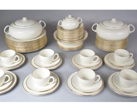 A Homeworks Windsor Pattern Gilt and Cream Part Dinner and Tea Service to comprise Eight Saucers, Twelve Side Plates, Twelve 