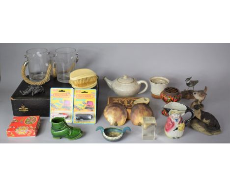 A Collection of Various Ceramics and Glass to Include Ornaments, Teapot, Vases, Case for Coffee Cans and Saucers etc 
