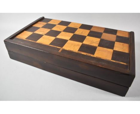 A Late 19th Century Colonial Games Box with Inlaid Chess Board Outer and Inlaid Backgammon Inner, 46cm wide 