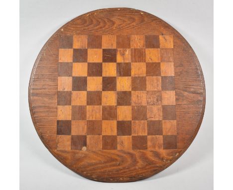 A Circular Reversible Inlaid Games Board for Chess and Backgammon, 43.5cm Diameter 