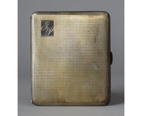 A Silver Cigarette Case, Engine Turned Decoration and Monogrammed, Birmingham 1952 