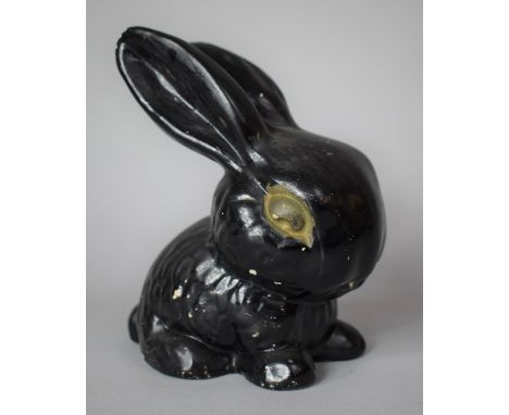 A Black Painted Ceramic Sylvac Style Rabbit, 16cm high 
