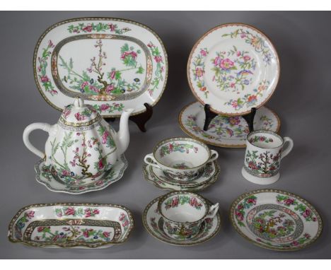 A Collection of Various Coalport Indian Tree to include Teapot, Tankard, Rectangular Dish, Oval Serving Plate, Teacup, Soup B