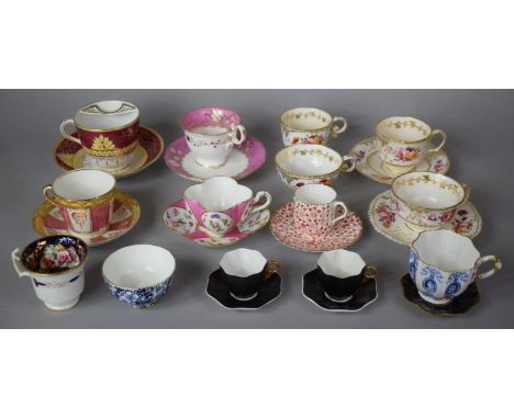 A Collection of Various Cabinet Cups and Saucers to include Spode, Coalport, 19th Century Examples Etc 