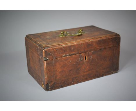 An Early 19th Century String Inlaid Burr Walnut Box for Restoration, Probably Originally a Tea Caddy, Brass Carrying Handle, 