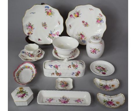 A Collection of Various Floral Pattern Ceramics to include Royal Crown Derby Derby Posies Tea Caddy, Coalport Shrewsbury Patt