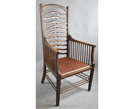 An Edwardian Ladder Back Armchair with Spindle Supports 