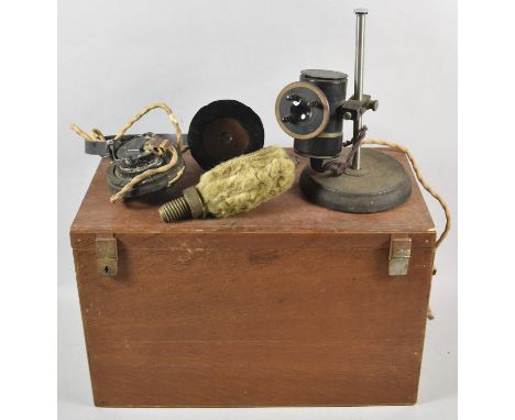 A Pair of WWII British Army Headphones, DLR No.3 Together with RJB 7 Scientific Lamp etc 