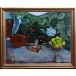 * NORMAN KIRKHAM RGI (SCOTTISH 1936 - 2021), STILL LIFE WITH MANDOLIN