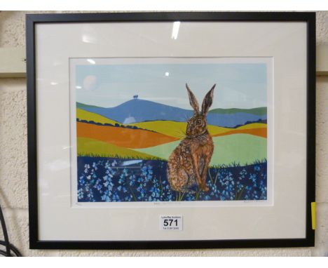 Marion Taylor print - of  'Hare, Colmers Hill. Signed in pencil