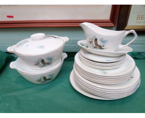 White ground Myott ironstone Mallard Wild Duck part dinner service (21 pieces)