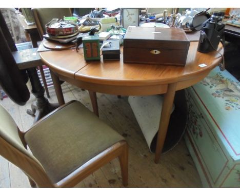 Light oak 'G-PLAN' dining room suite, incl. large circular dining table on turned tapering legs (approx. 48" diam.) offered f