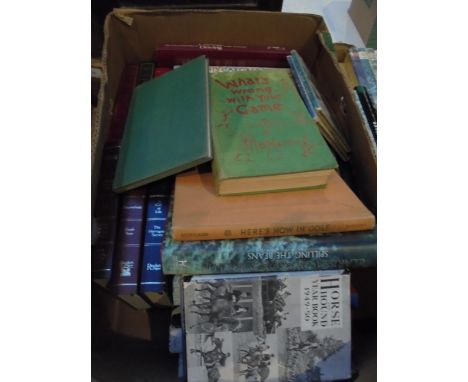 Box of books on mixed subjects incl. 'Horse &amp; Hound' year books, Golf vols. incl. 'What's Wrong with your Game' by H.B. M
