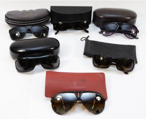 Six pairs of designer sunglasses, in cases or pouches, to include, Michael Kors, model no. M2811S 065, Gucci, no. GG 1511/N/S