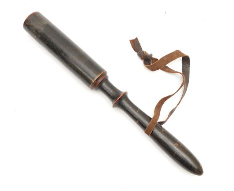 A William IV painted wood truncheon, crowned WR, lead insert, 38cm