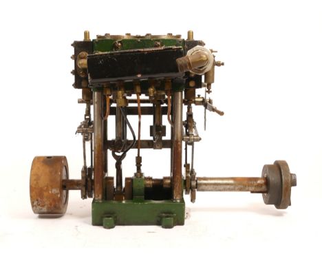 An early 20th century Stuart Double 10 twin cylinder vertical steam engine for a steam launch Cylinder diameter is 3inchsHeig