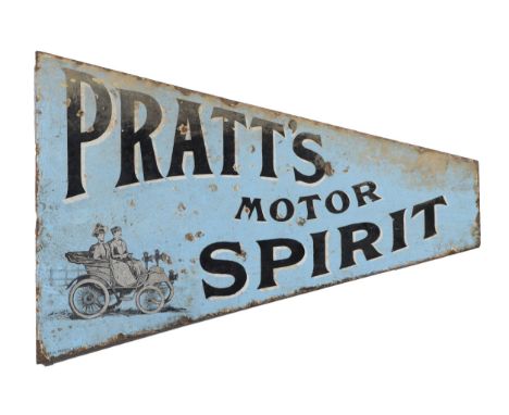 Pratts Motor Spirit, a rare pale blue pennant shaped, wall mounted, double sided, advertising sign, by the Imperial Enamel Co