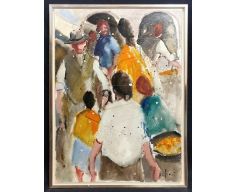 GIANNI, ROBERTO (Venedig 1934-2006 ebd.), Gemälde: "Mercato" - Markt, Öl auf Leinwand, unten rechts signiert "R. Gianni" sowi