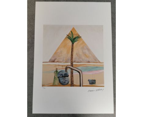 HOCKNEY, DAVID (geb. 1937 in Bradford, Großbritannien), Lithographie nach dem Gemälde von 1963: "Große Pyramide von Gizeh mit