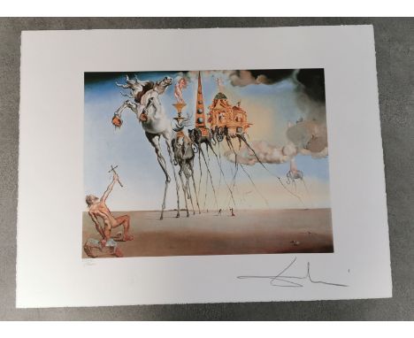 DALI, SALVADOR (1904-1989), Lithographie nach dem Gemälde: "Die Versuchung des Hl. Antonius" (von 1946). Farblithographie auf