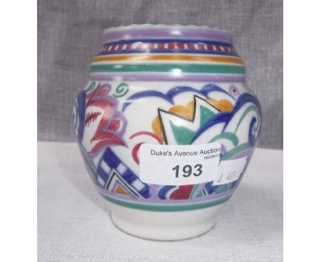 A CARTER, STABLER & ADAMS POOLE POTTERY VASE decorated with geometric foliage