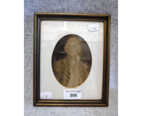 AN EARLY 19TH CENTURY MINIATURE PORTRAIT OF NELSON, wash drawing in a later frame and mount