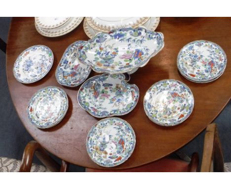 A VICTORIAN IRONSTONE CHINA PART TEA SERVICE with Imari style painted decoration