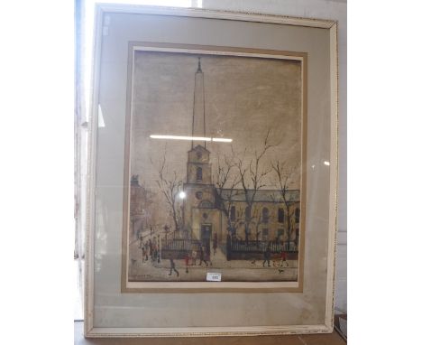 LAURENCE STEPHEN LOWRY, RBA RA (1887-1976): 'St Luke's Church', signed in pencil and numbered 649/850, lithograph, 25.5" high