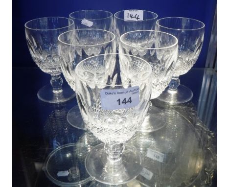 A SET OF SEVEN WATERFORD CUT-GLASS WINE GLASSES