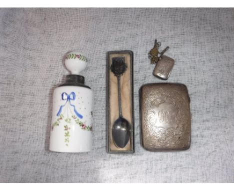 A SILVER CIGARETTE CASE and a collection of similar items