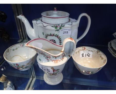 A NEW HALL TYPE TEAPOT and similar teawares