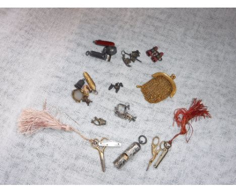 A MINIATURE ENAMEL MOUNTED PENKNIFE and other similar miniature items